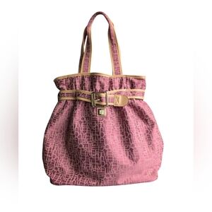 Diane Von Furstenberg Tote Travel Bag Purse Padded Handbag Logo Fabric